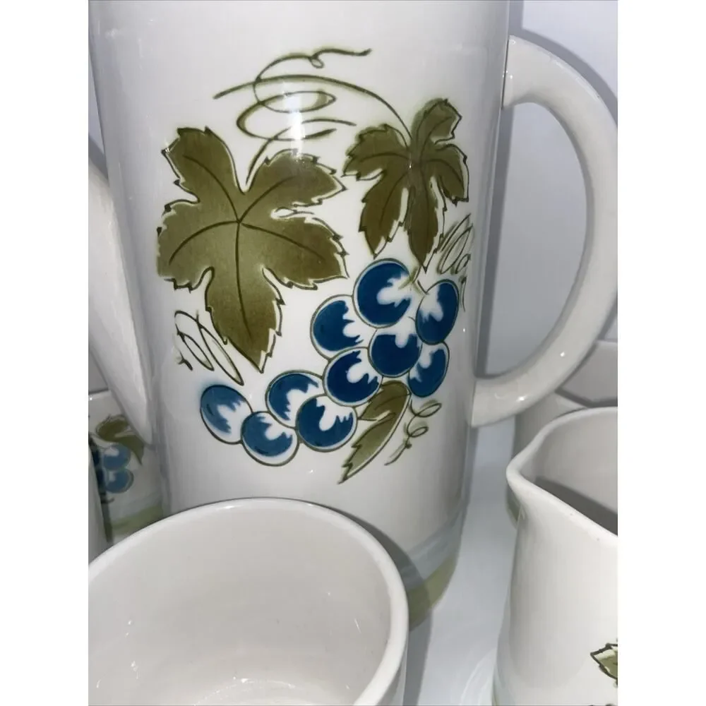 Vintage Sears Harmony House Ironstone Grapes Coffee/Tea Set MCM Japan